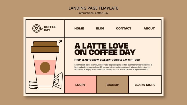 PSD gratuito pagina di destinazione della giornata internazionale del caffè