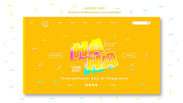 PSD gratuito pagina di destinazione della giornata internazionale della felicità