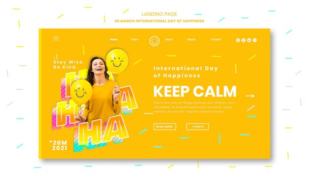 Pagina di destinazione della giornata internazionale della felicità