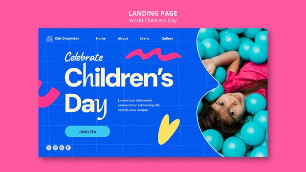 Pagina di destinazione della giornata mondiale dei bambini dal design piatto
