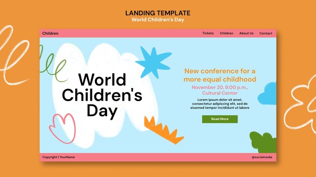 Pagina di destinazione della giornata mondiale dei bambini dal design piatto