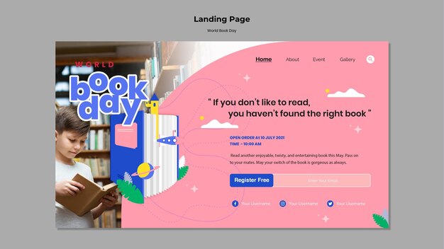 Pagina di destinazione della giornata mondiale del libro