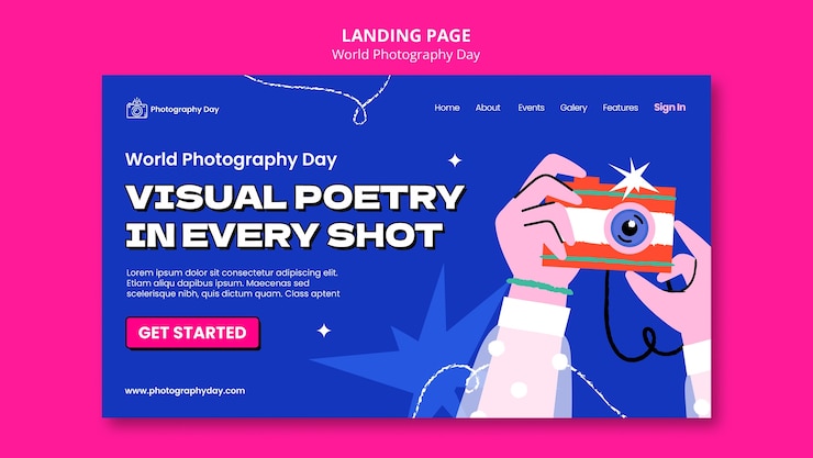 PSD gratuito pagina di destinazione della giornata mondiale della fotografia