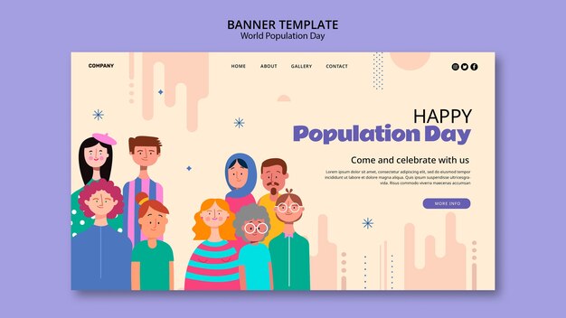 Pagina di destinazione della giornata mondiale della popolazione dal design piatto