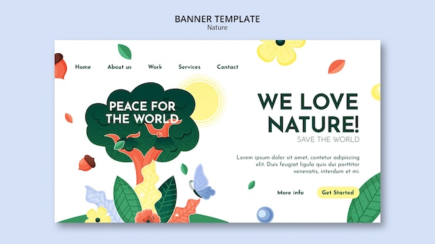 Pagina di destinazione della natura di salvataggio disegnata a mano