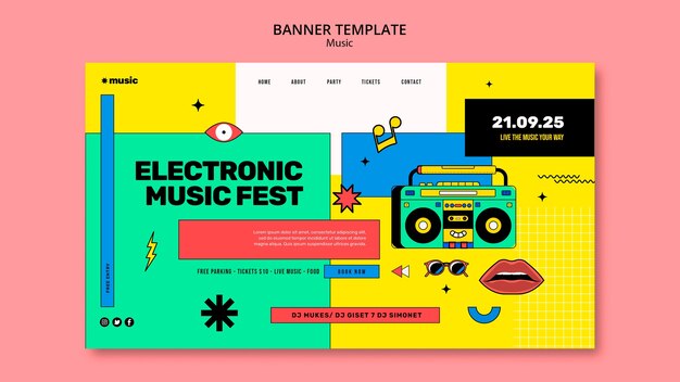 Pagina di destinazione della performance musicale disegnata a mano