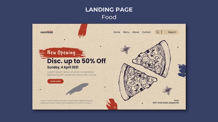PSD gratuito pagina di destinazione della vendita di cibo