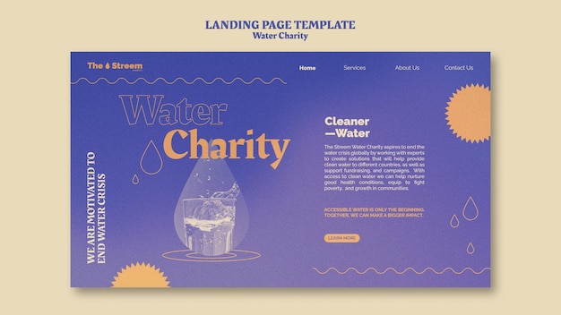 Pagina di destinazione di beneficenza per l'acqua