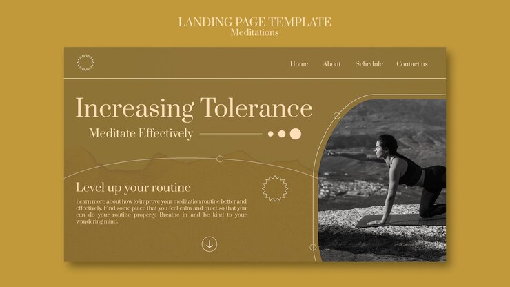 PSD gratuito pagina di destinazione di meditazione e consapevolezza