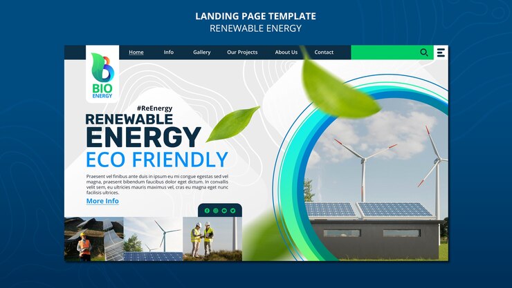 PSD gratuito pagina di destinazione dinamica delle energie rinnovabili