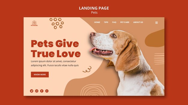 Pagina di destinazione per animali domestici con simpatico cane