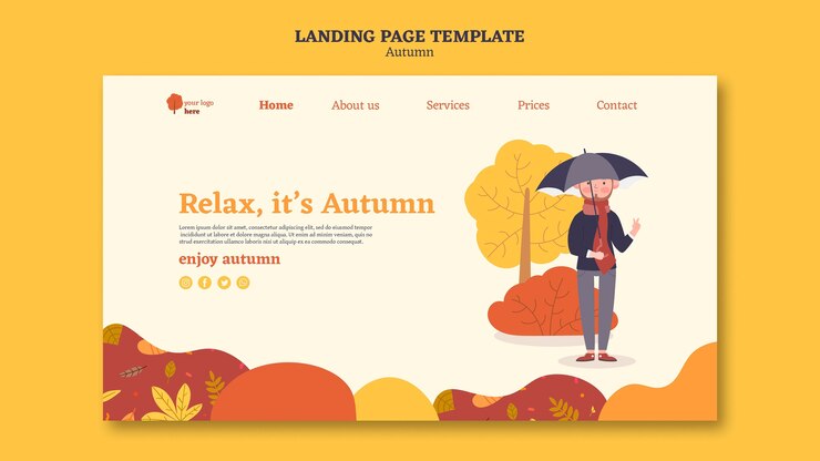 PSD gratuito pagina di destinazione per attività autunnali all'aperto