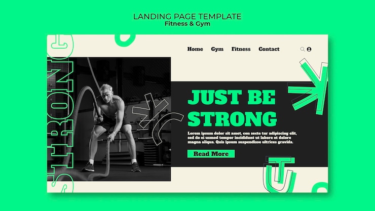 PSD gratuito pagina di destinazione per l'allenamento in palestra dal design piatto