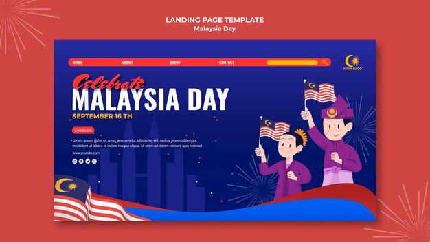 Pagina di destinazione per la celebrazione del giorno della Malesia