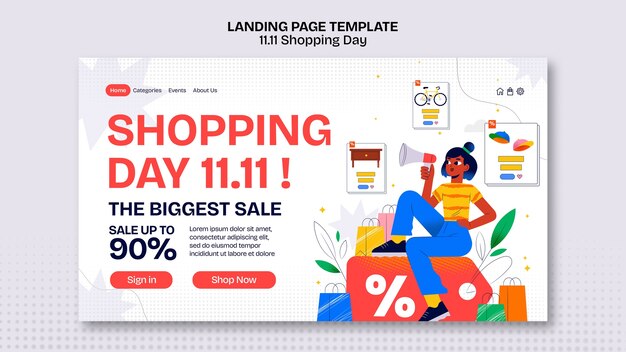 Pagina di destinazione per la celebrazione della giornata dello shopping