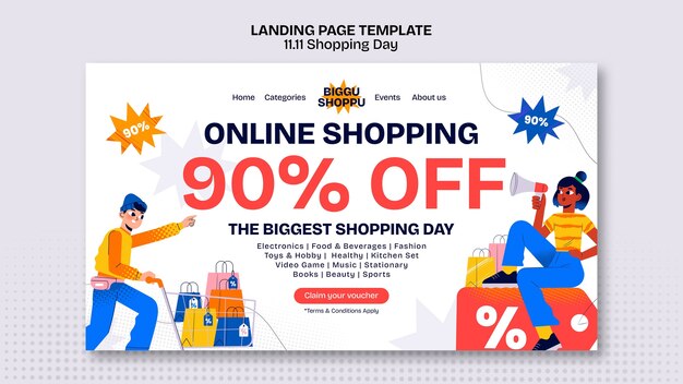 Pagina di destinazione per la celebrazione della giornata dello shopping