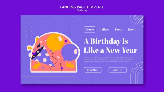 Pagina di destinazione per la celebrazione di compleanno dal design piatto