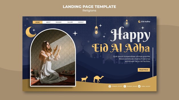 Pagina di destinazione per la celebrazione di eid al adha