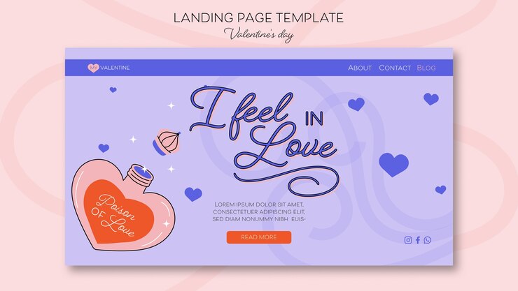 PSD gratuito pagina di destinazione per la celebrazione di san valentino