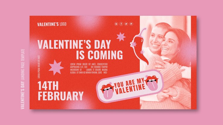 PSD gratuito pagina di destinazione per la celebrazione di san valentino