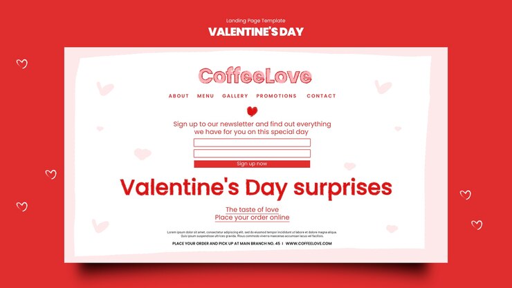 PSD gratuito pagina di destinazione per la celebrazione di san valentino