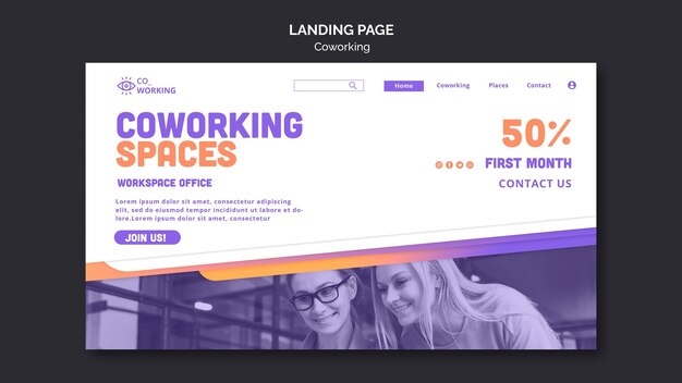 Pagina di destinazione per lo spazio di coworking