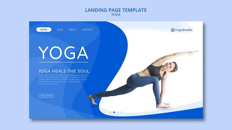 PSD gratuito pagina di destinazione per lo yoga fitness
