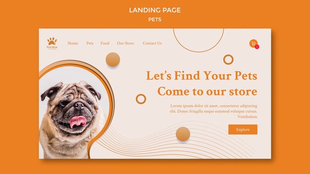 Pagina di destinazione per negozio di animali con cane