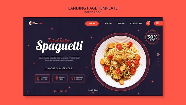 Pagina di destinazione per ristorante di cucina italiana