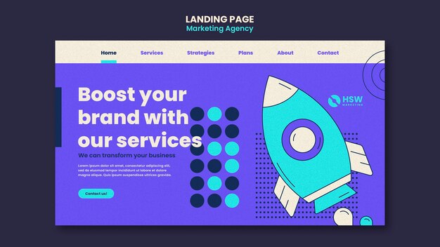 Página de inicio de la agencia de marketing de diseño plano