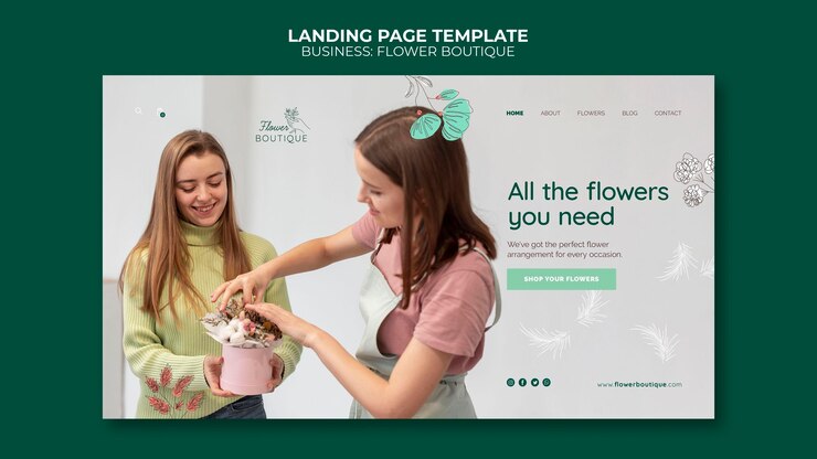PSD gratuito página de inicio de boutique de flores