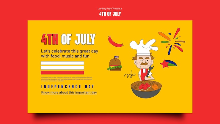 PSD gratuito página de inicio de la celebración del 4 de julio