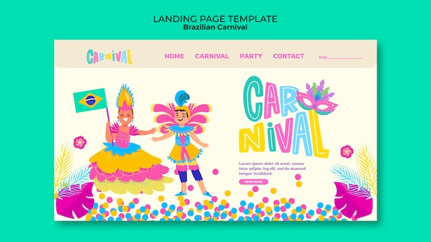 PSD gratuito página de inicio de la celebración del carnaval brasileño