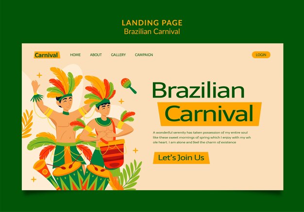 Página de inicio de la celebración del carnaval brasileño