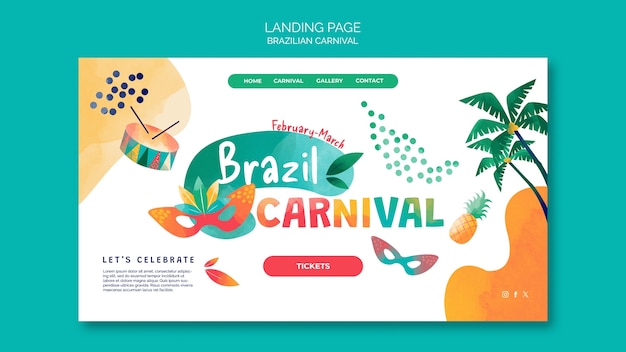 PSD gratuito página de inicio de la celebración del carnaval brasileño