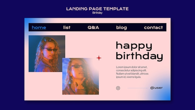 PSD gratuito página de inicio de celebración de cumpleaños de diseño plano