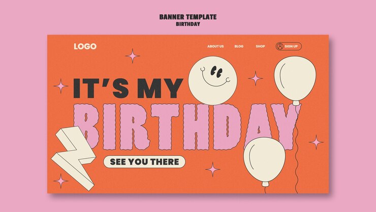 PSD gratuito página de inicio de celebración de cumpleaños de diseño plano
