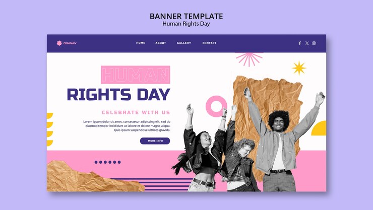 PSD gratuito página de inicio de la celebración del día de los derechos humanos.