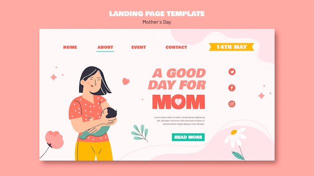 PSD gratuito página de inicio de celebración del día de la madre
