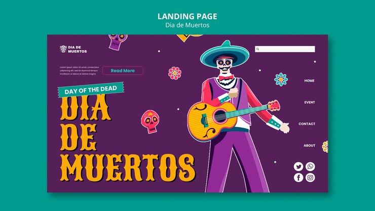 PSD gratuito página de inicio de la celebración del día de los muertos