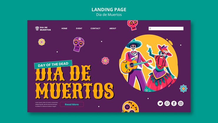 PSD gratuito página de inicio de la celebración del día de los muertos