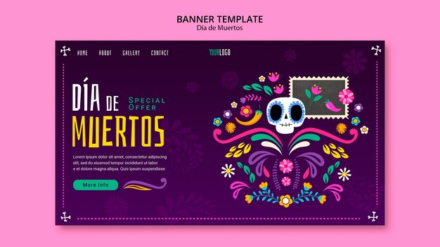 PSD gratuito página de inicio de la celebración del día de los muertos