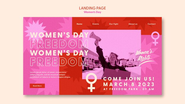 Página de inicio de la celebración del día de la mujer.
