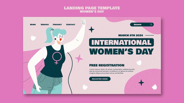 PSD gratuito página de inicio de la celebración del día de la mujer.