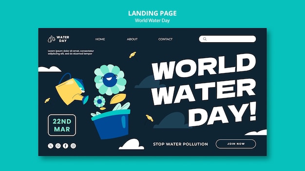 PSD gratuito página de inicio de la celebración del día mundial del agua