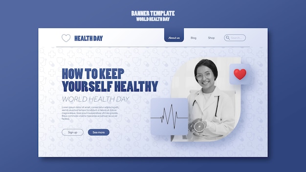PSD gratuito página de inicio de celebración del día mundial de la salud