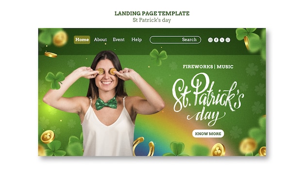 PSD gratuito página de inicio de la celebración del día de san patricio