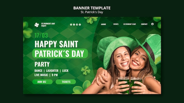 PSD gratuito la página de inicio de la celebración del día de san patricio.