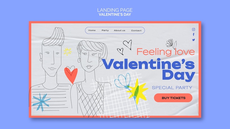 PSD gratuito página de inicio de celebración del día de san valentín
