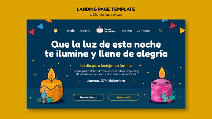 PSD gratuito página de inicio de la celebración del día de las velitas